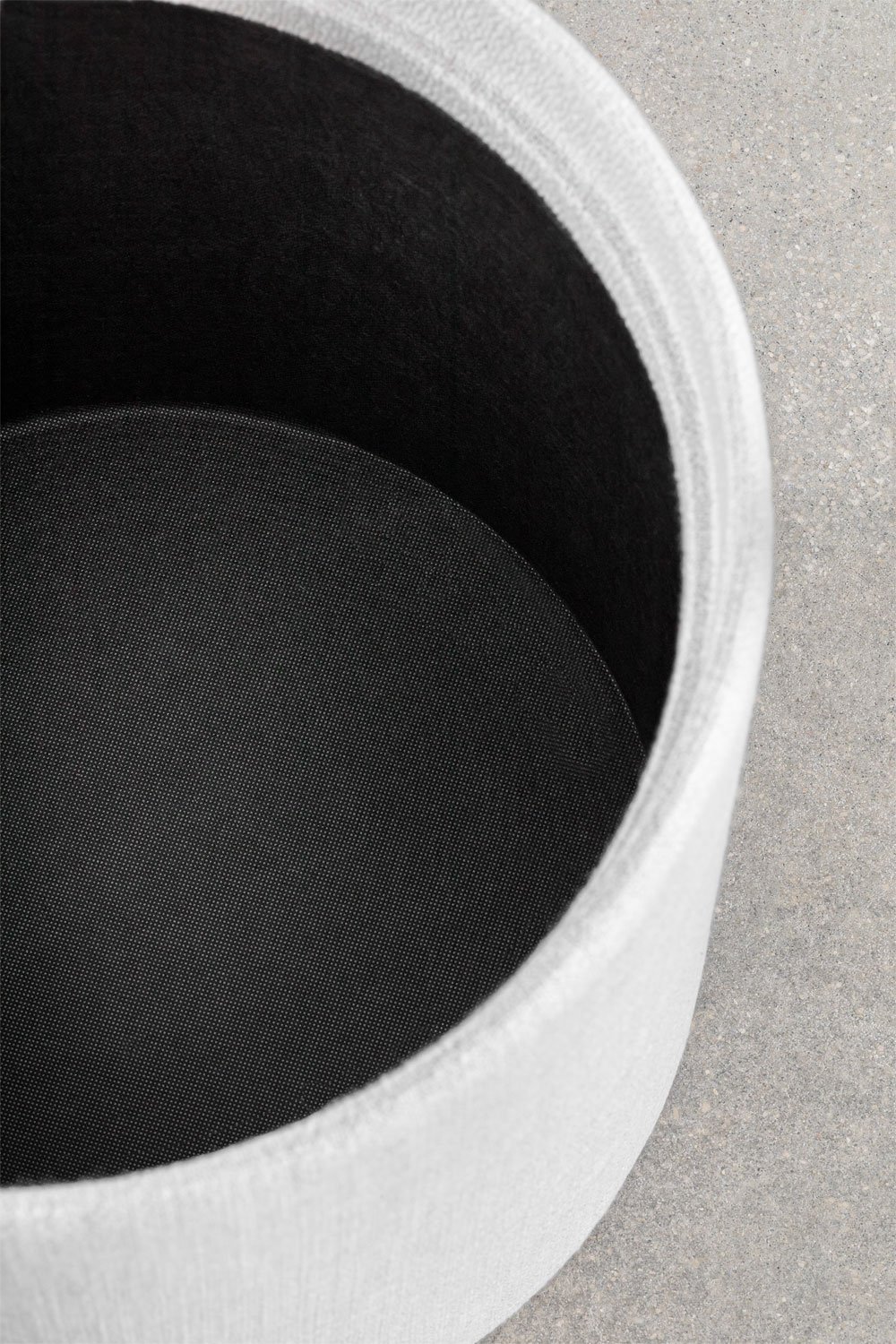 Pouf rotondo imbottito Berkeleni con vassoio e contenitore, immagine della galleria 5