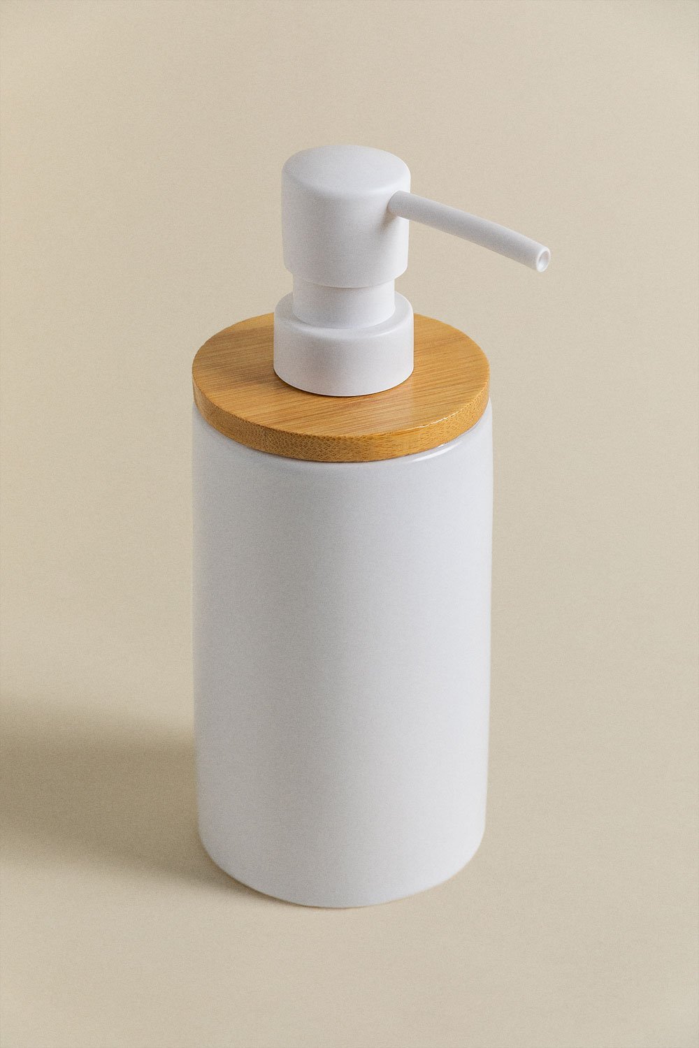 Dispenser per sapone in ceramica e bambù Elvan , immagine della galleria 1
