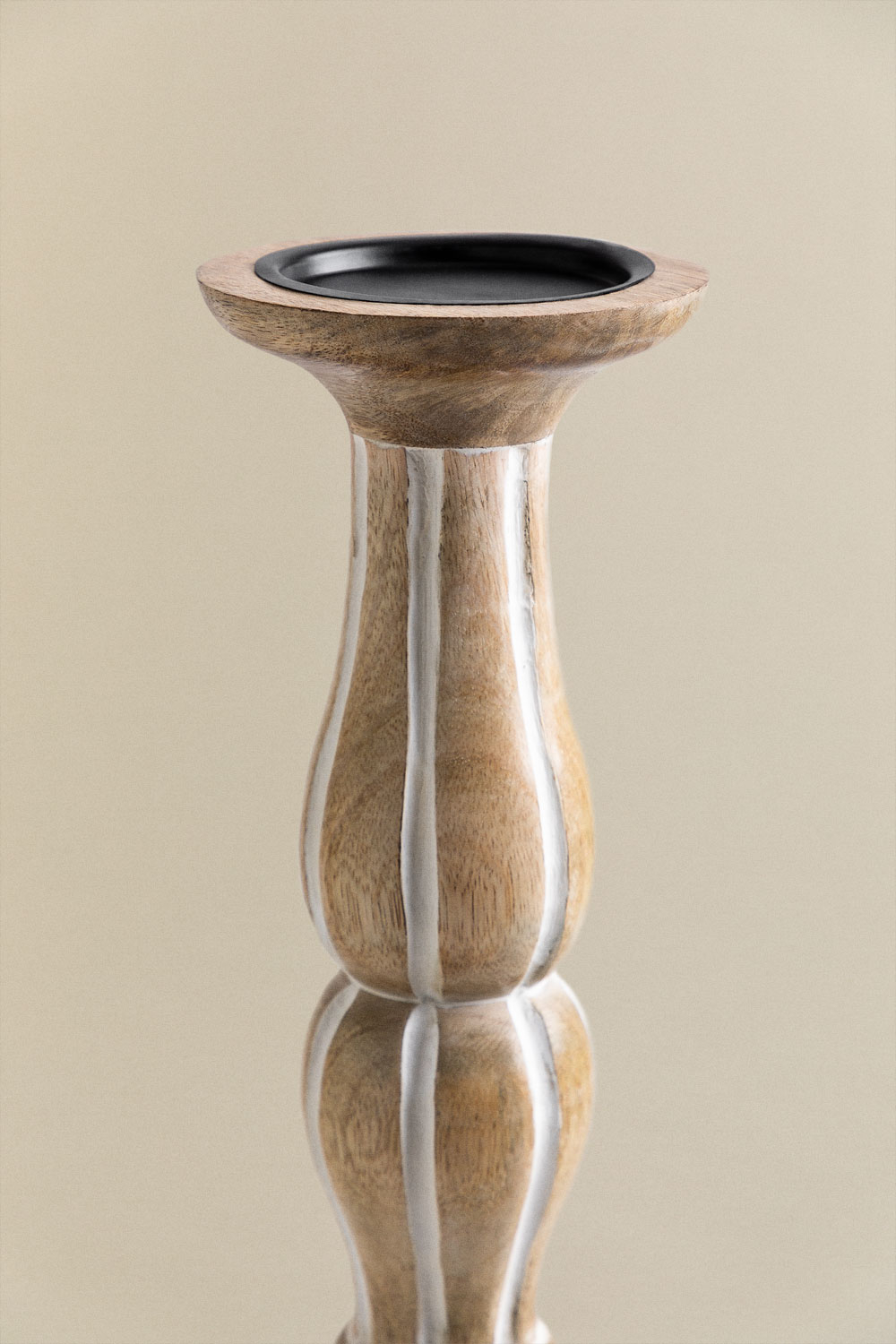 Candelabro Legno Per Centrotavola - Portacandele A Cero Lungo 42cm | Stile Fattoria Per Matrimoni E Casa - Foto 11