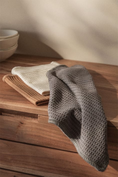 Set di 3 strofinacci da cucina in cotone Melnik