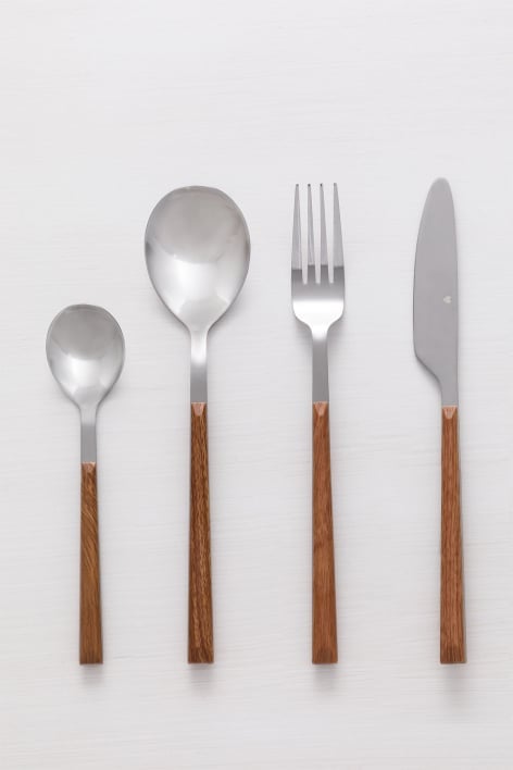 Set di posate effetto legno Priya 16 pezzi
