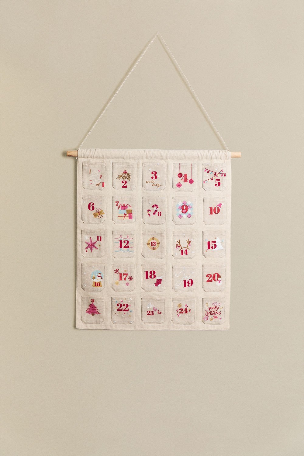 Calendario dell'Avvento in cotone (45x55 cm) Rudolf, immagine della galleria 2
