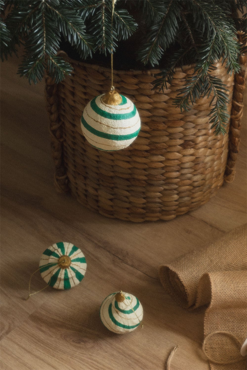 Set di 3 decorazioni natalizie artigianali in cartapesta Randolf