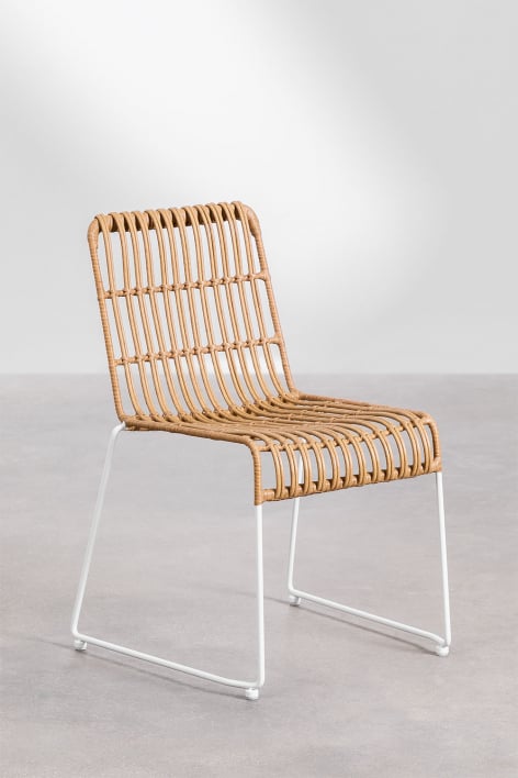 Pack da 4 sedie da pranzo in rattan sintetico Aroa - Bianco