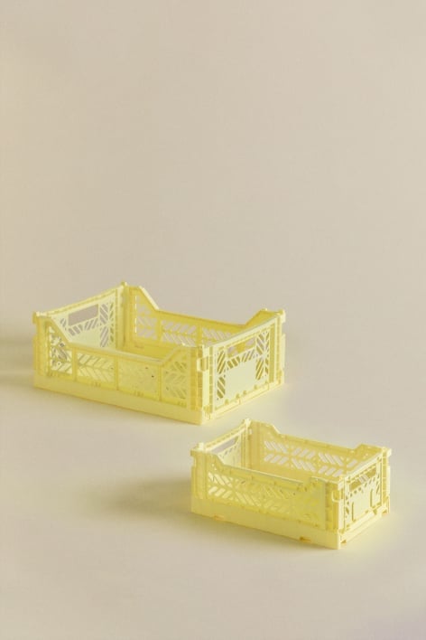 Set di 2 scatole Doli in plastica pieghevoli e impilabili