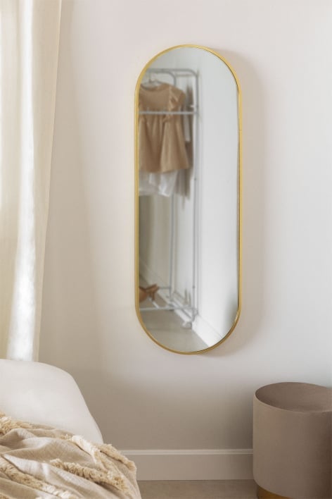 Specchio da parete ovale in metallo Elsie Gold