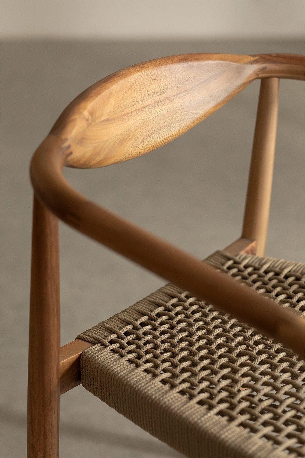 Sedia da pranzo Mallory in legno di acacia e corda intrecciata , immagine della galleria 2