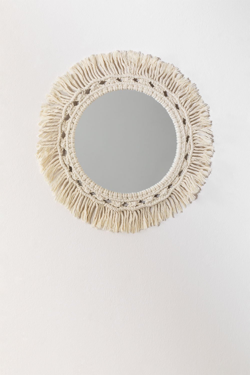 Specchio da parete rotondo in macramè (Ø46 cm) Antoin, immagine della galleria 1