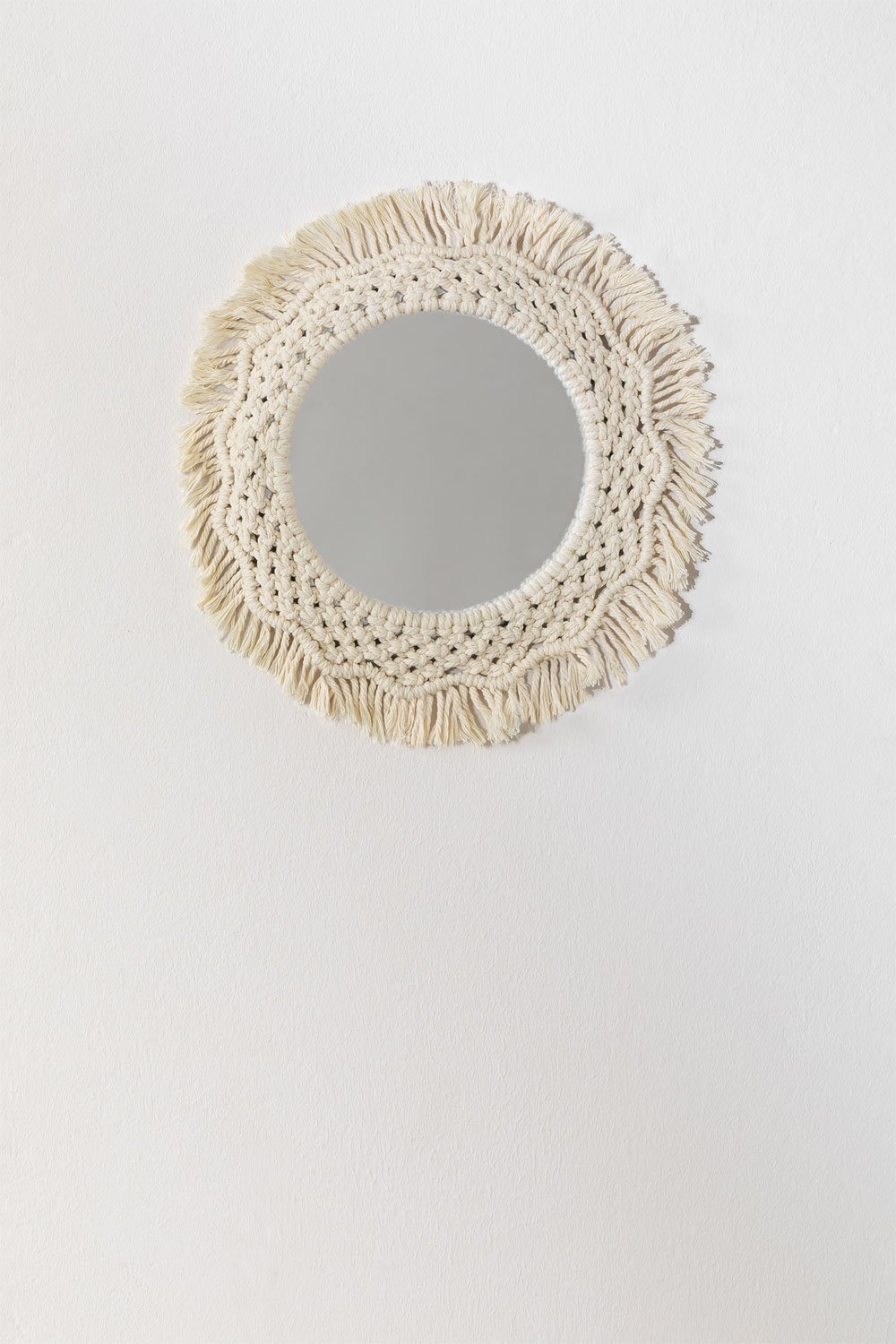 Specchio rotondo da parete in macramè (Ø35 cm) Notel, immagine della galleria 1