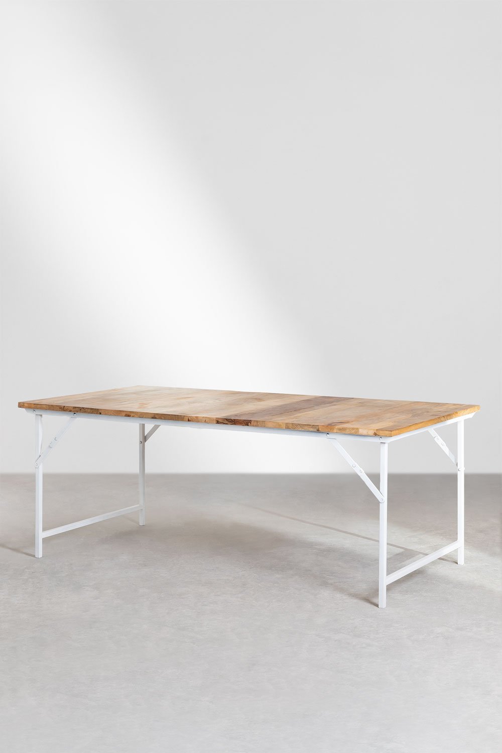 Tavolo da Pranzo Rettangolare Pieghevole in Legno di Mango e Metallo (200x100 cm) Fer, immagine della galleria 1
