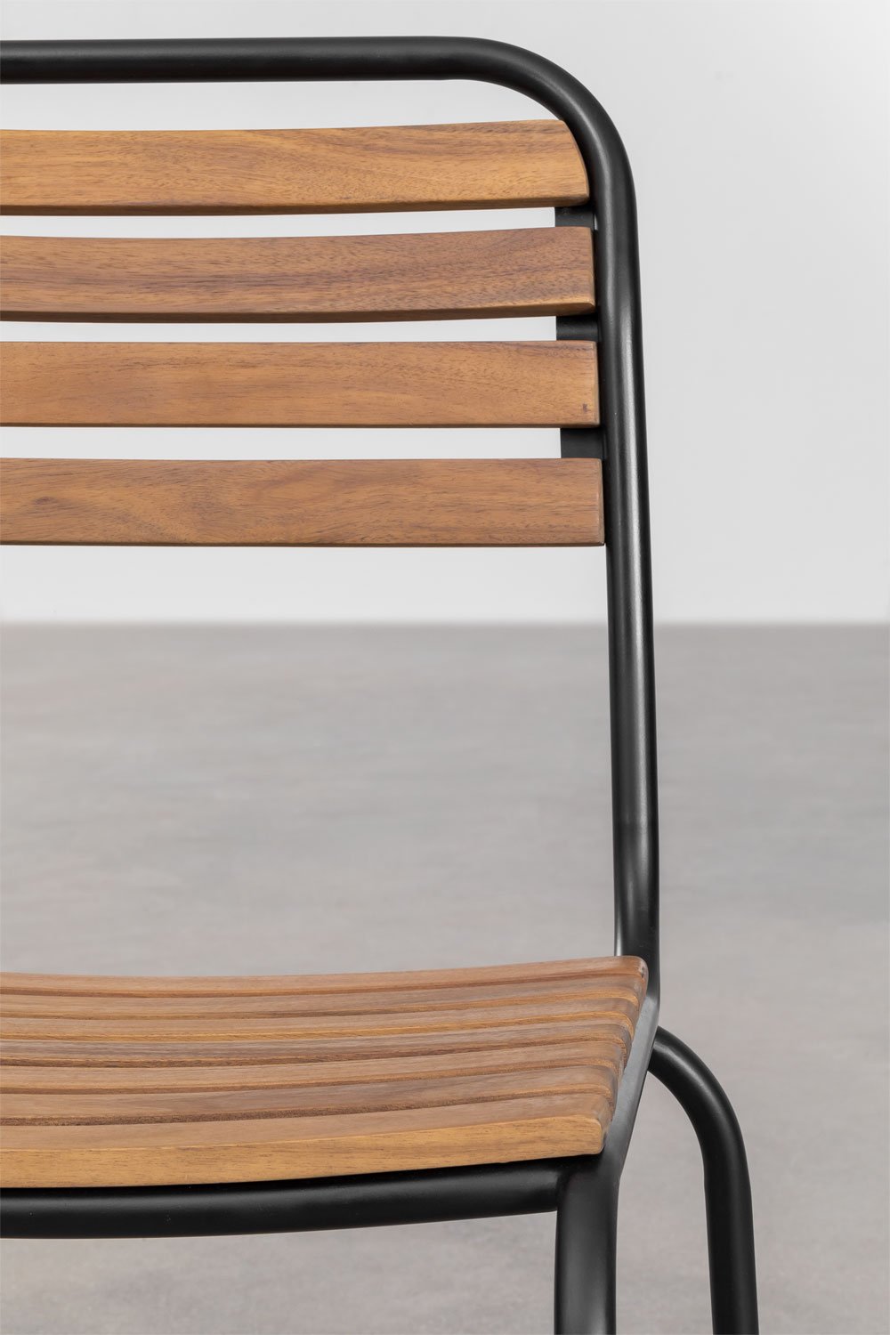 Set Tavolo Rettangolare Artus 160x90 cm e 6 Sedie da Giardino Impilabili in Acciaio e Legno di Acacia   , immagine della galleria 9