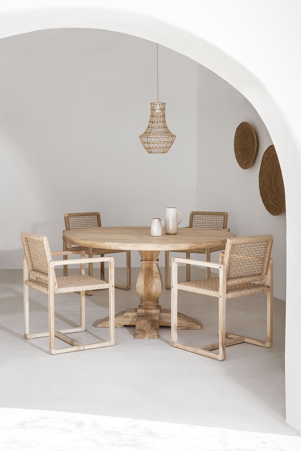Tavolo da pranzo rotondo in legno di mango Rusbby, immagine della galleria 1