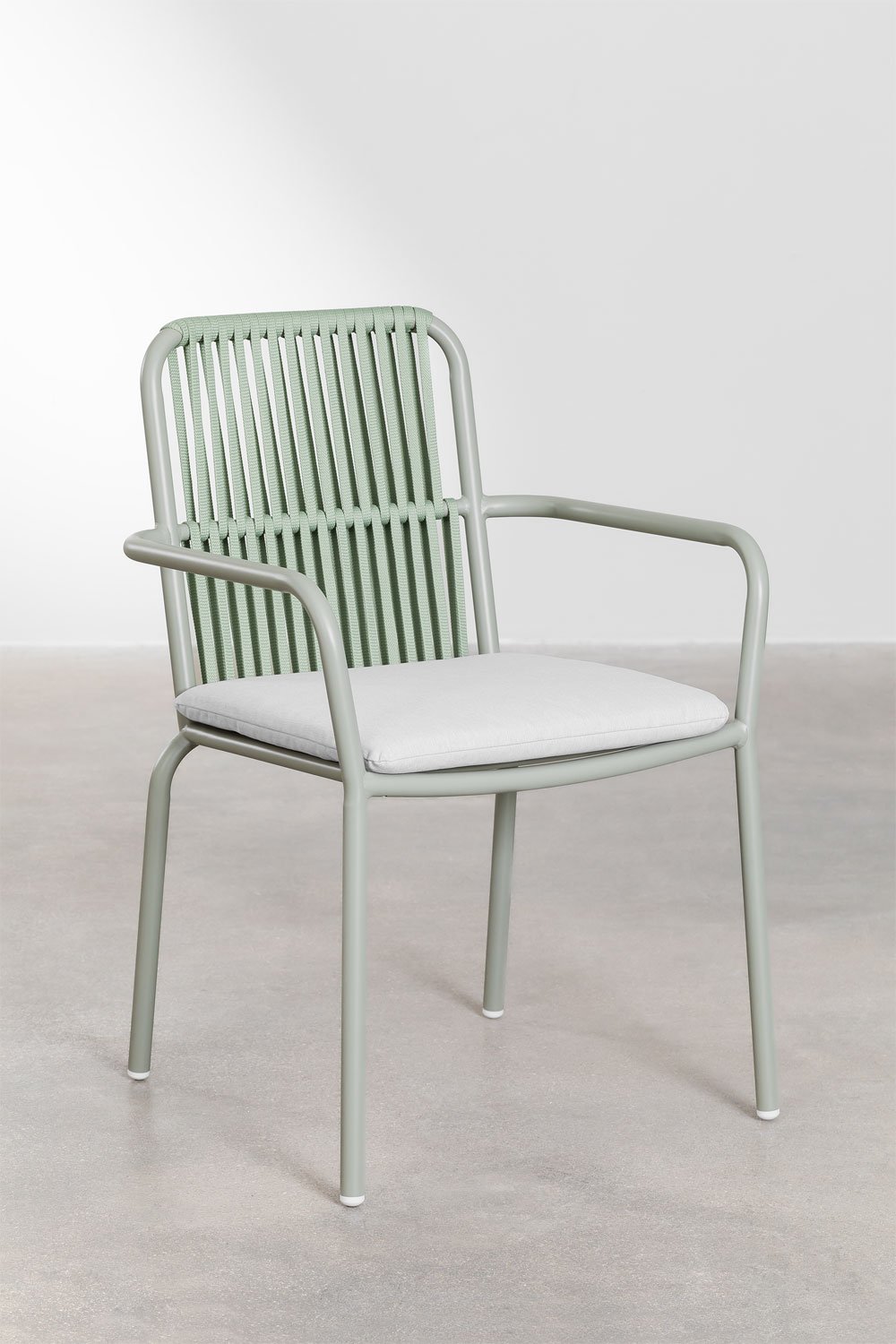 Confezione da 2 sedie da pranzo impilabili con braccioli in alluminio Alberta, immagine della galleria 1