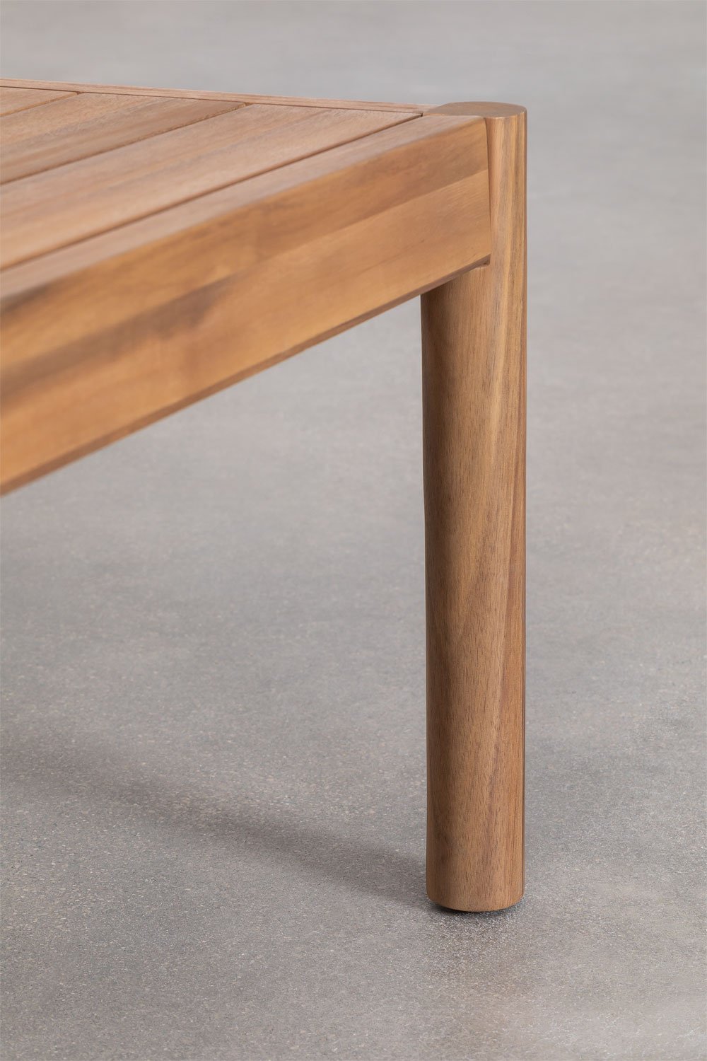 Set da salotto con divano angolare a 5 posti, poltrona e tavolino in legno di acacia Melvin, immagine della galleria 13