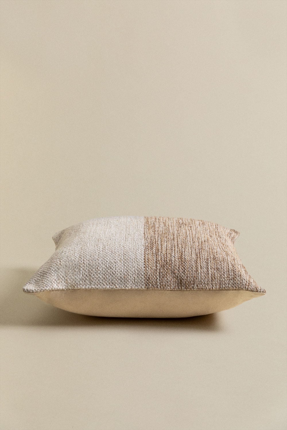 HOMESCAPES Rajput, federa per cuscino a costine, 45 x 45 cm, beige, 100% cotone, coordinabile con copriletti e tende Rajput, facile da pulire, lavabile a casa