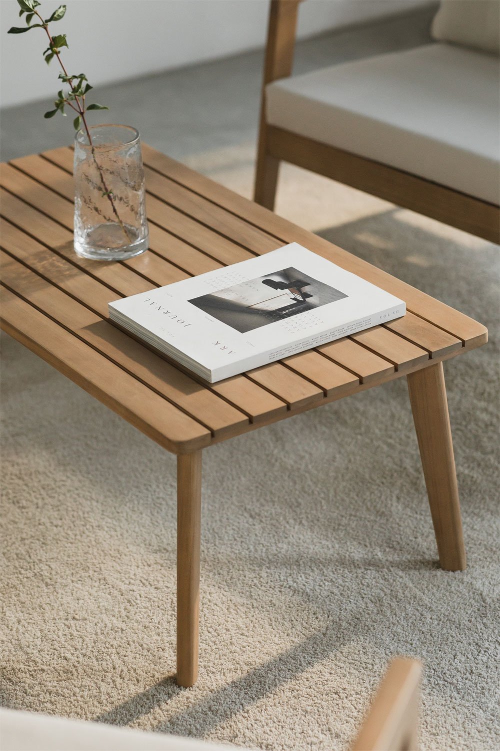 Tavolino rettangolare in legno di acacia (90x50 cm) Kaela, immagine della galleria 1
