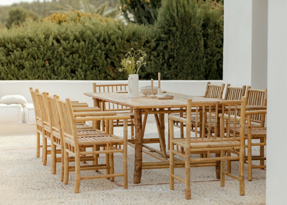 DEGHI POLYRATTAN Set Pranzo In Polyrattan Marrone Con Tavolo E 4