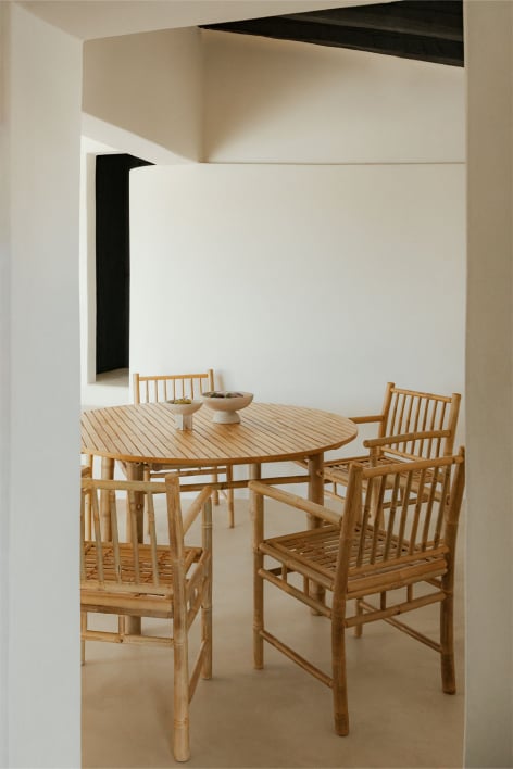 Tavolo da pranzo rotondo in bambù (Ø140 cm) Senia