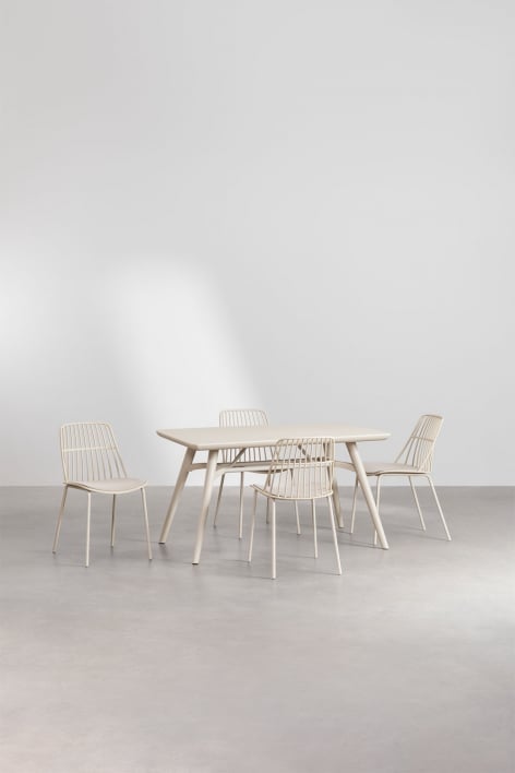 Set tavolo rettangolare Scand (134x78 cm) e 4 sedie da giardino Maeba
