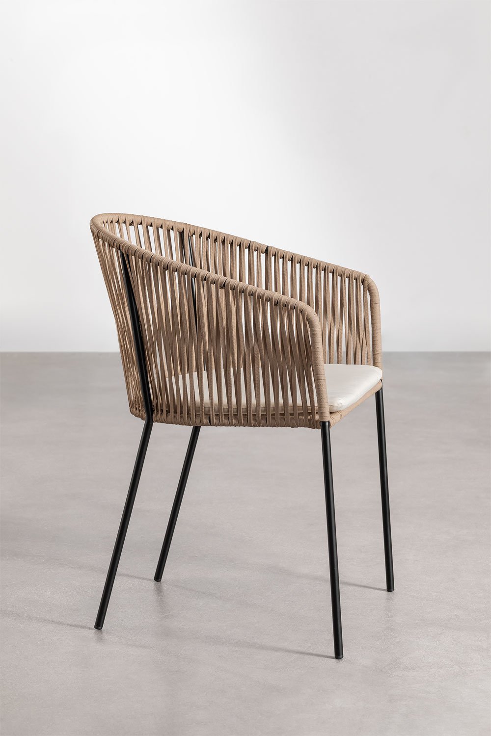 Set di 2 sedie da pranzo con braccioli in ferro e corda intrecciata Jocelyn, immagine della galleria 5