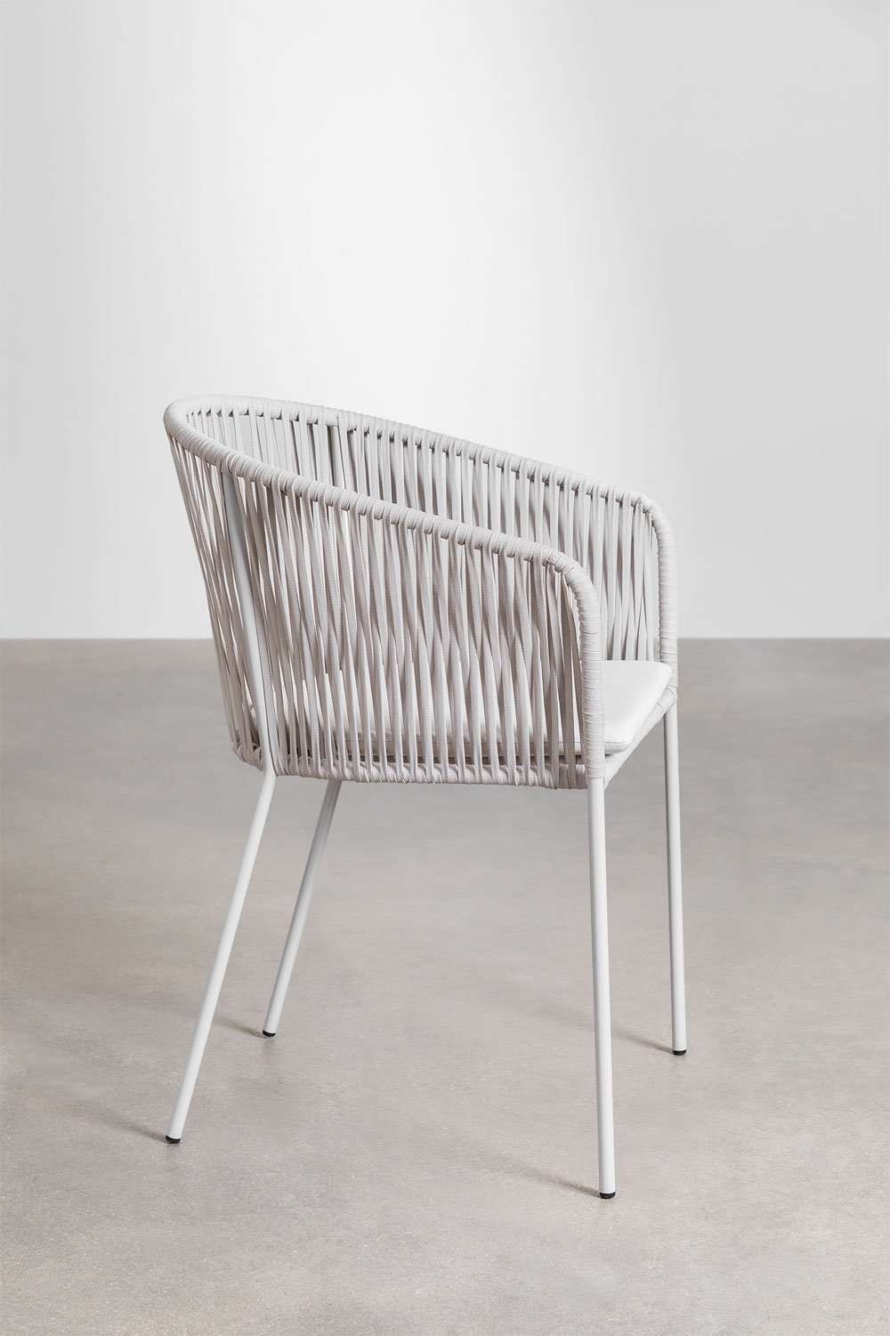 Sedia da pranzo con braccioli in ferro e corda intrecciata Jocelyn, immagine della galleria 3