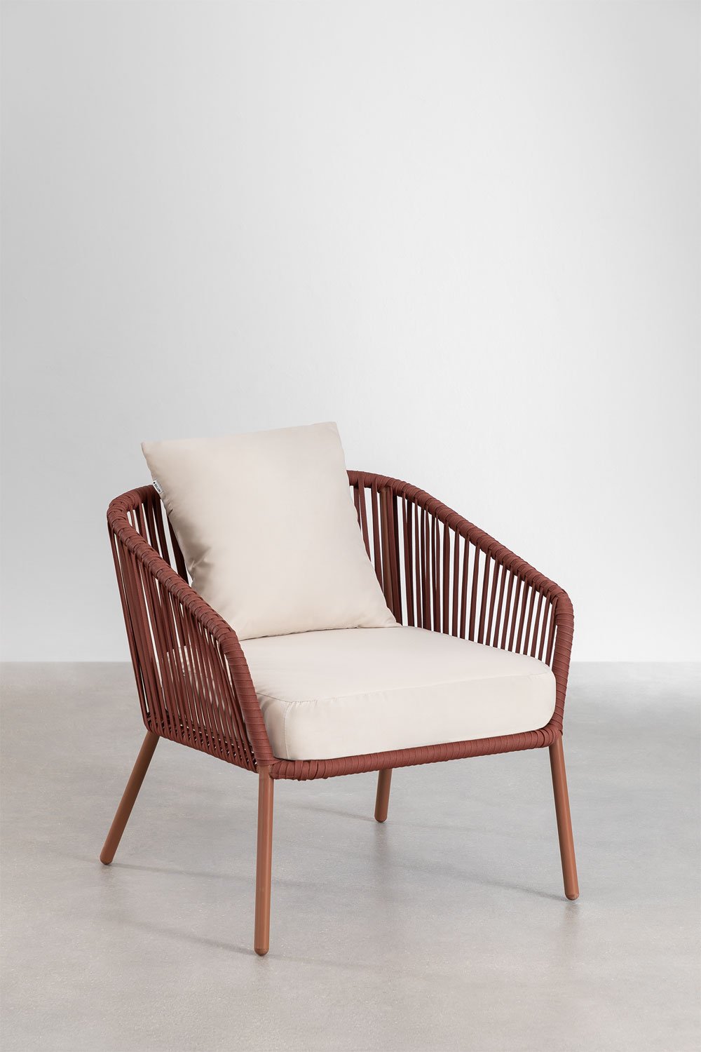 Set da giardino con divano 2 posti, 2 poltrone e tavolini in alluminio e corda intrecciata Arhiza     , immagine della galleria 7