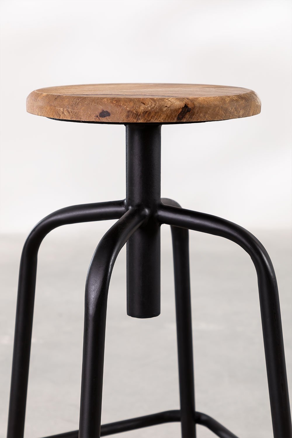 Sgabello Alto Regolabile in Acciaio e Legno Ery, immagine della galleria 3