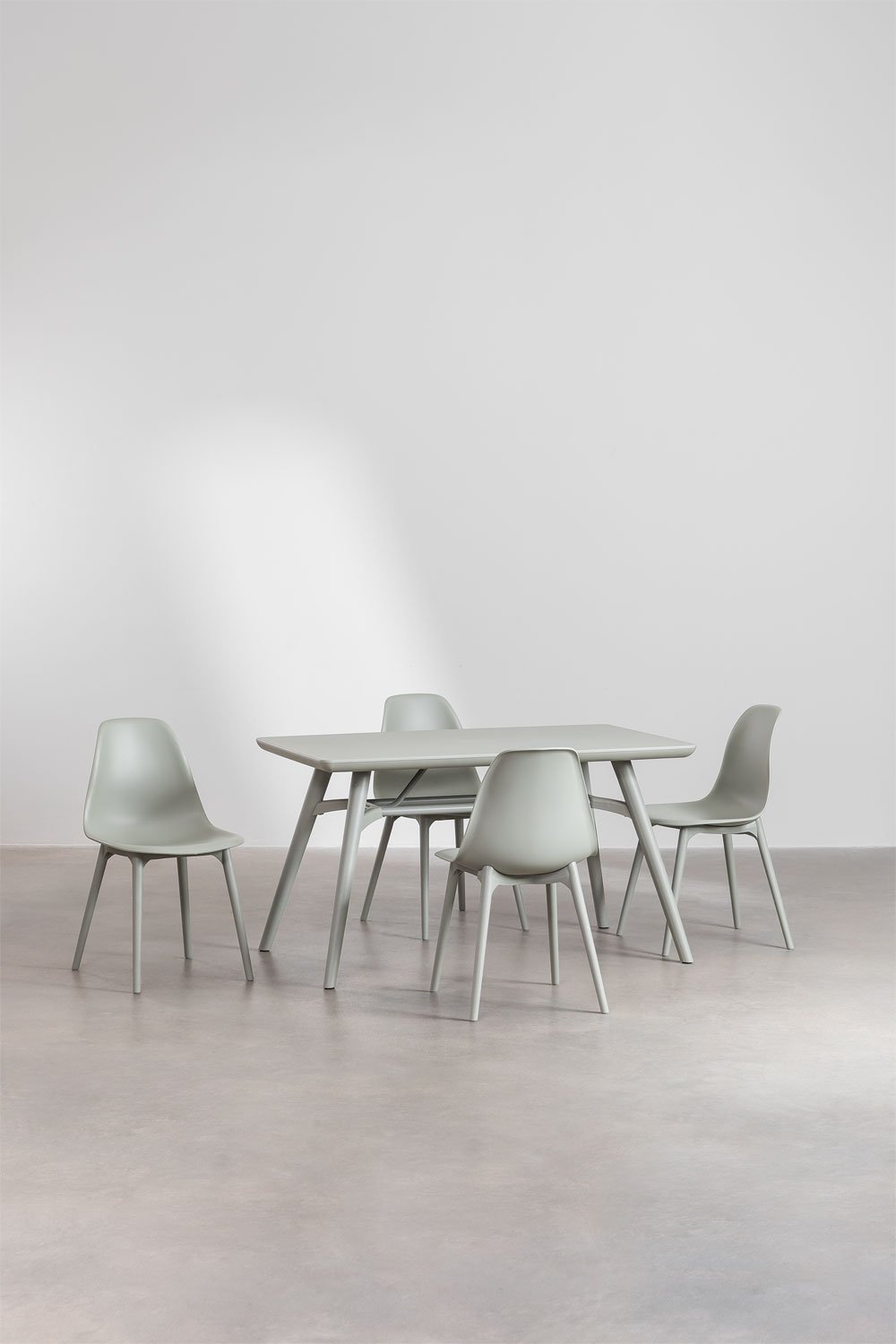 Set tavolo rettangolare 135x80 cm e 4 sedie da giardino in polietilene Scand , immagine della galleria 2