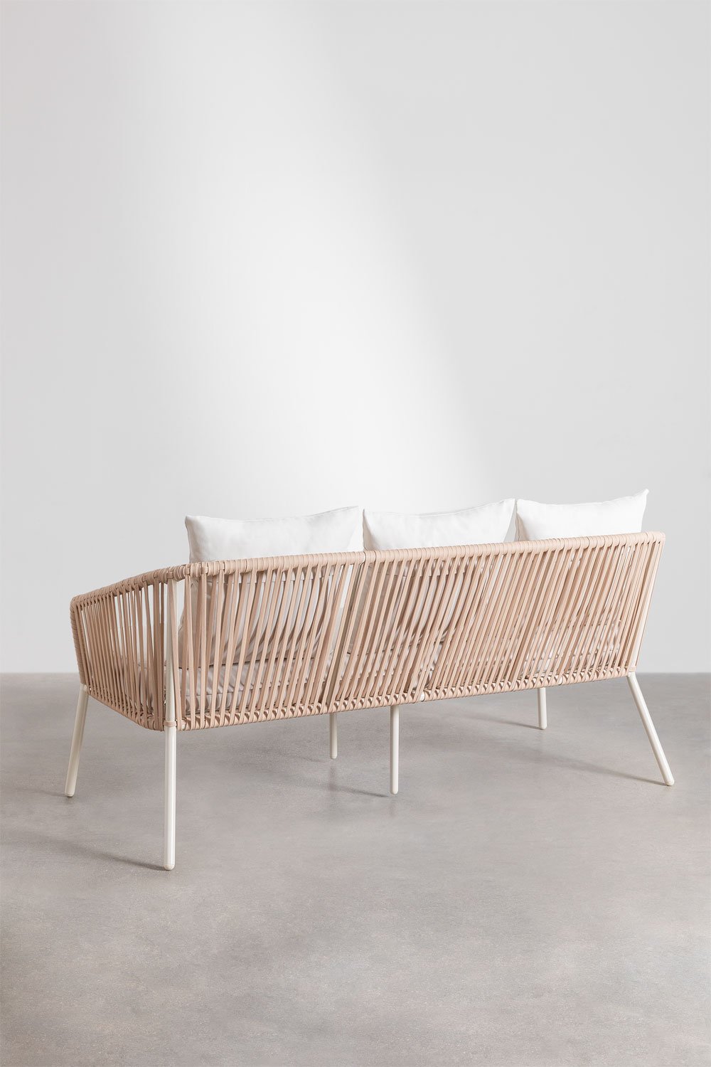 Set da giardino con divano 2 posti, 2 poltrone e tavolini in alluminio e corda intrecciata Arhiza     , immagine della galleria 5