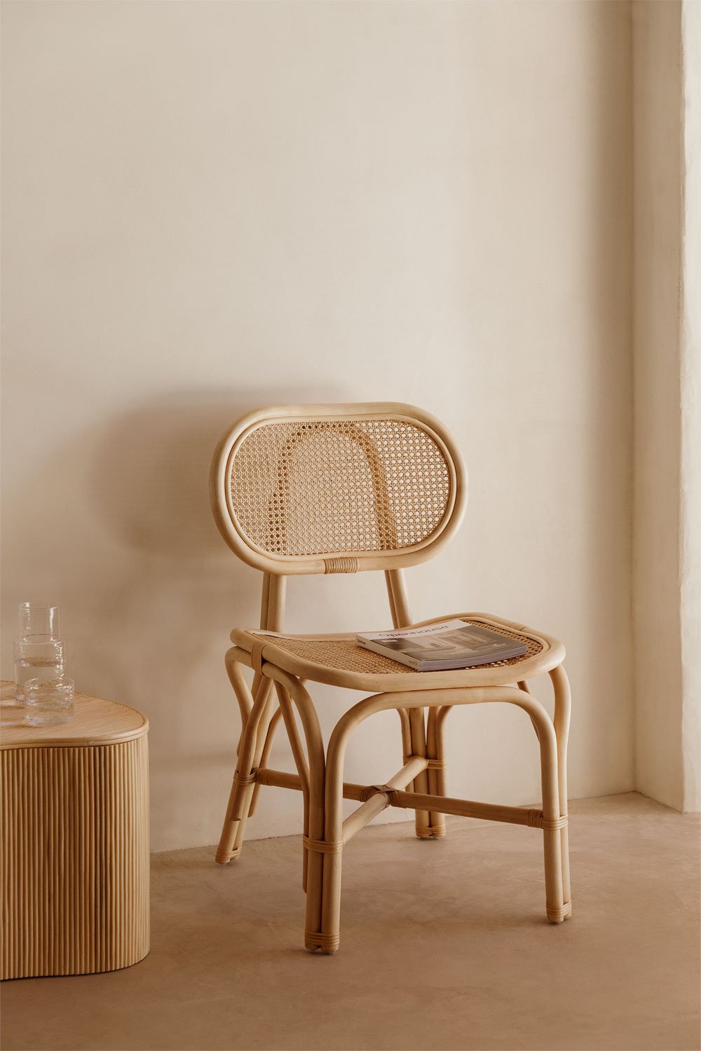 Confezione da 4 sedie da pranzo in rattan Caleb, immagine della galleria 1