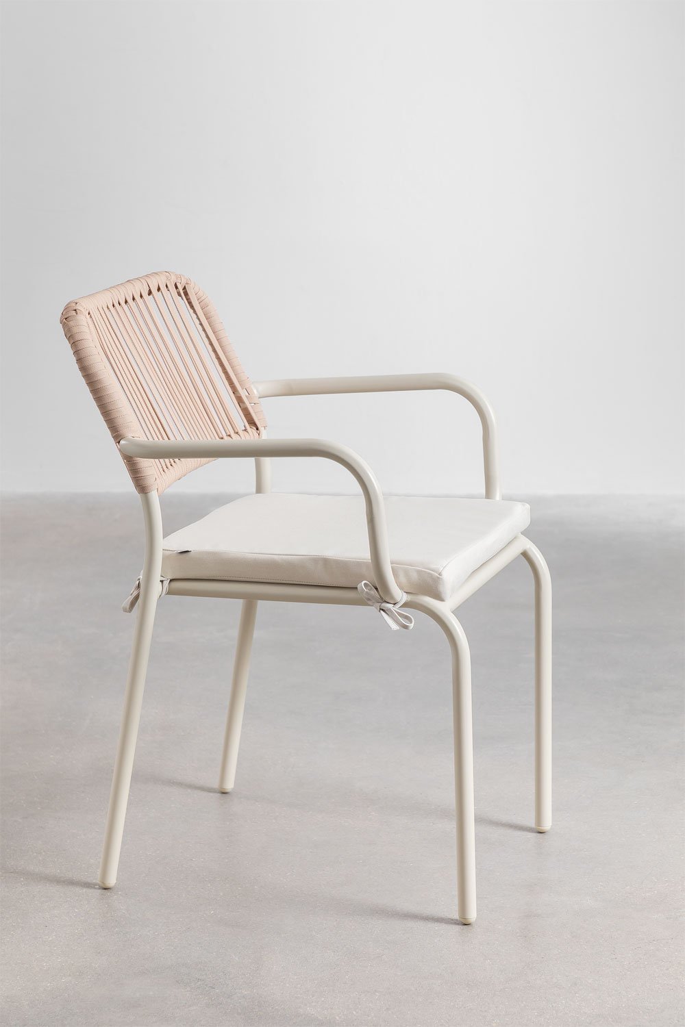 Set da tavolo rettangolare 160x90 cm e 4 sedie da giardino impilabili in corda intrecciata Arhiza, immagine della galleria 8