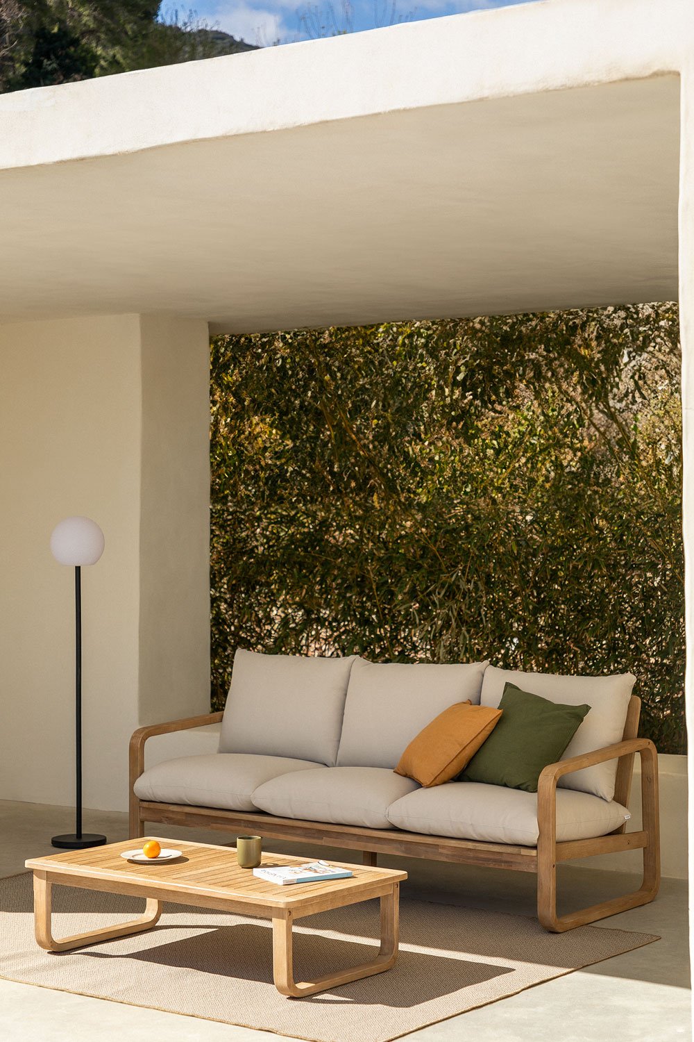 Set da giardino con divano 3 posti in legno di acacia Dunein , immagine della galleria 1