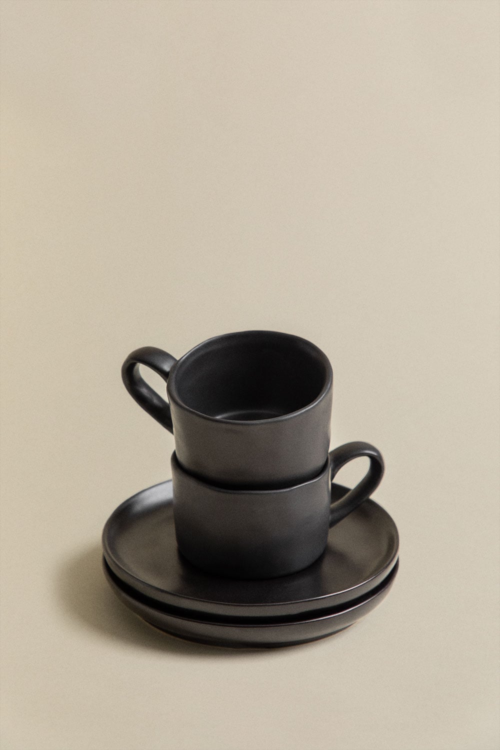 Set 2 Tazze Da Caffè In Cristallo Con Piattino E Coperchio - Oro - Fatte A Mano In Turchia - 2