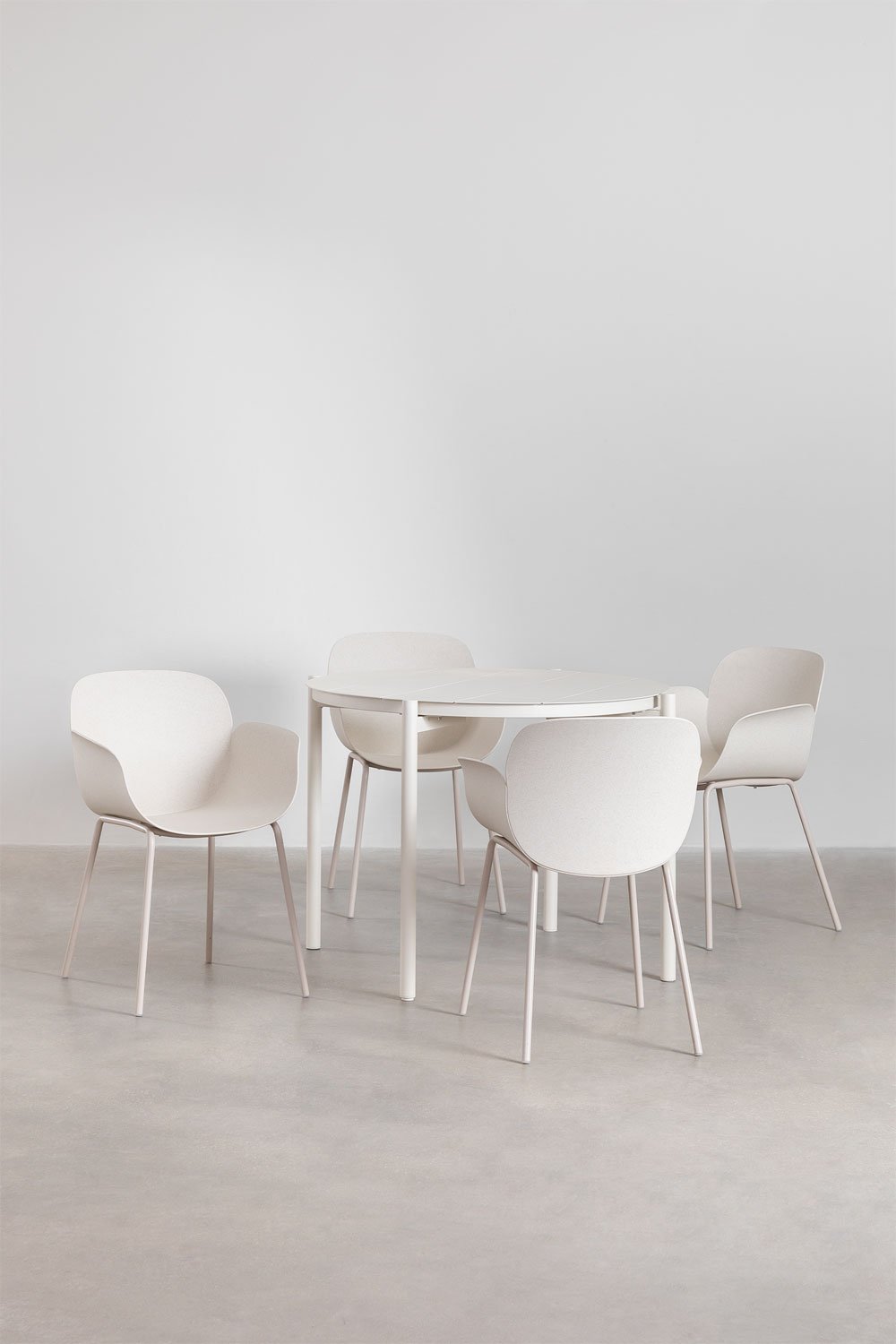 Set tavolo rotondo in alluminio Elton (Ø109 cm) e 4 sedie da giardino Lynette, immagine della galleria 1