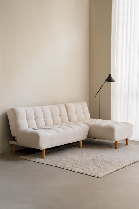 Divano letto chaise longue 3 posti Madison - Ciniglia Bianco Avorio