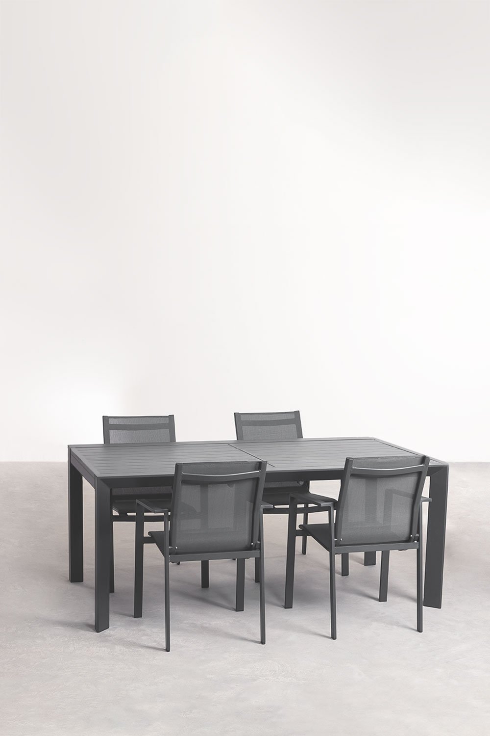 Set da tavolo rettangolare 180-240x100 cm estensibile in alluminio Starmi e 4 sedie da giardino Eika, immagine della galleria 1