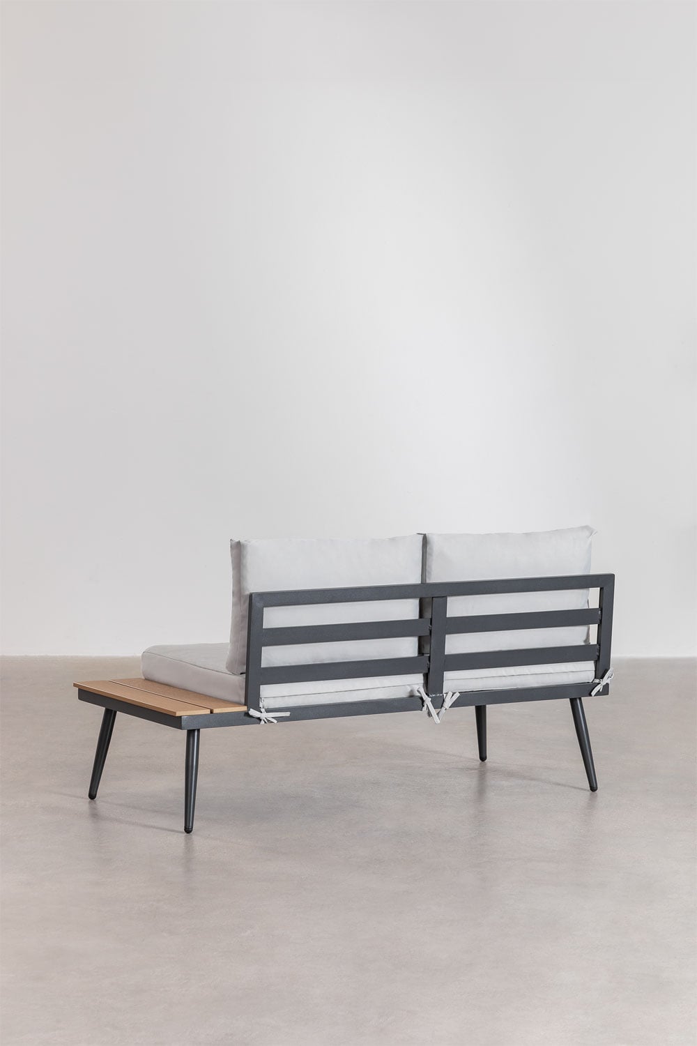 Set da giardino con divano angolare a 4 posti e tavolino in alluminio e legno Nadi, immagine della galleria 4
