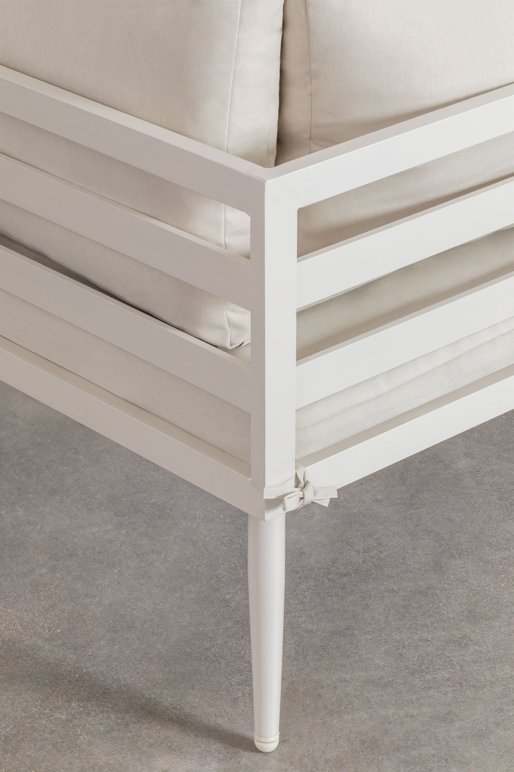 Set da giardino con divano angolare 4 posti e tavolino in alluminio e legno Nadi, immagine della galleria 8