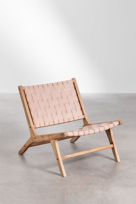 Poltrona in legno e pelle Zaid