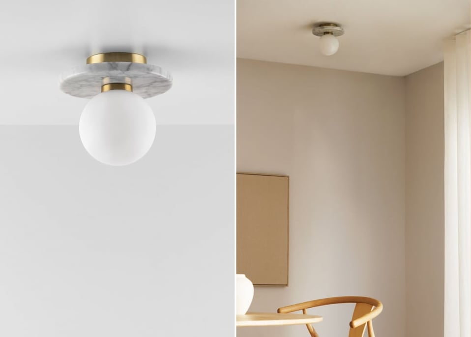 Lampada da soffitto in marmo e vetro Eustace