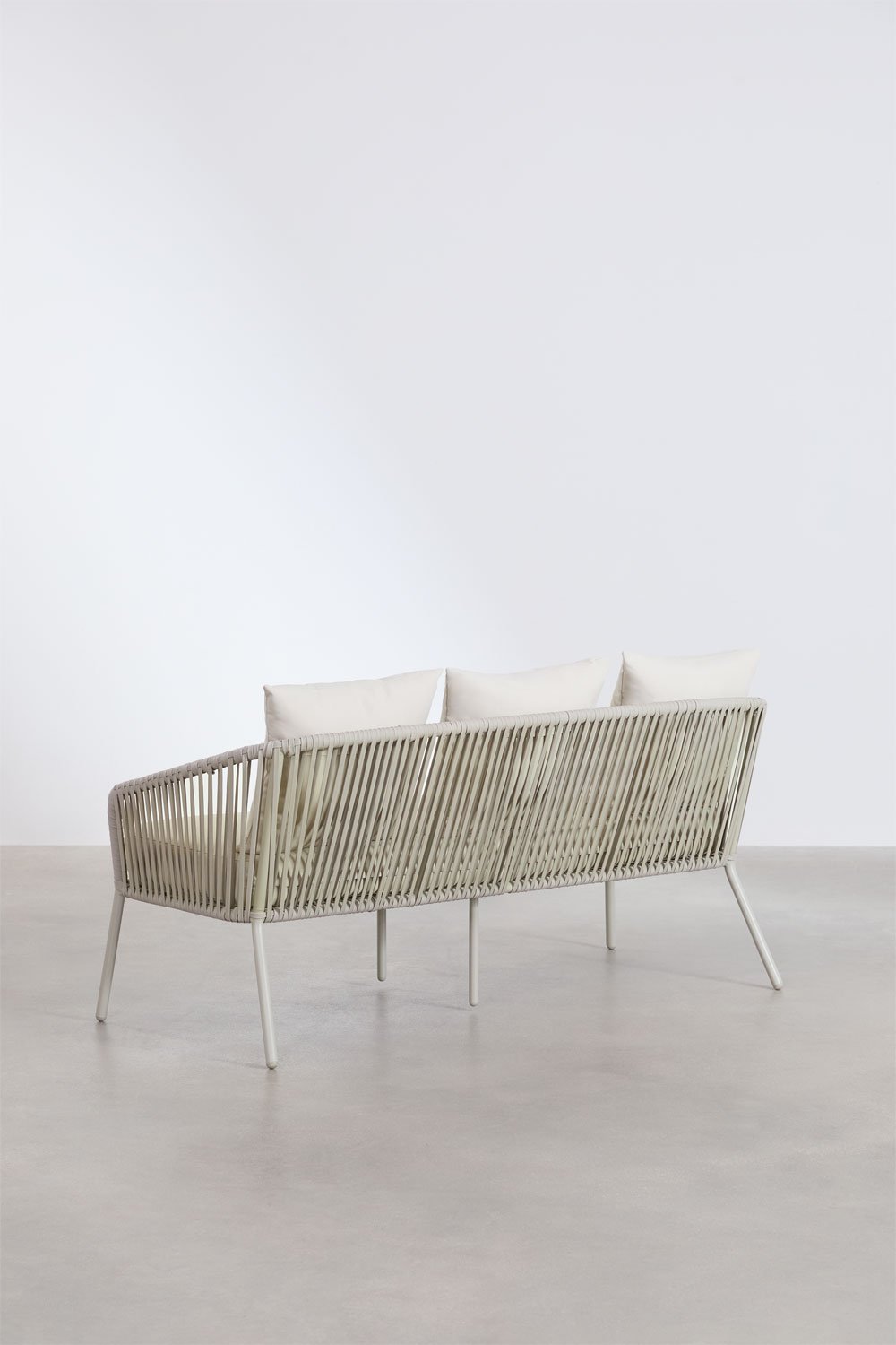 Set da giardino con divano 2 posti, 2 poltrone e tavolini in alluminio e corda intrecciata Arhiza     , immagine della galleria 5