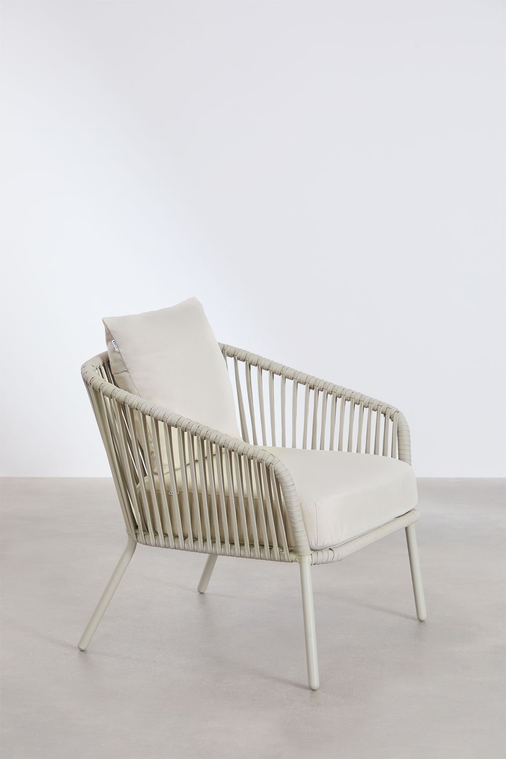 Set da giardino con divano 2 posti, 2 poltrone e tavolini in alluminio e corda intrecciata Arhiza     , immagine della galleria 10