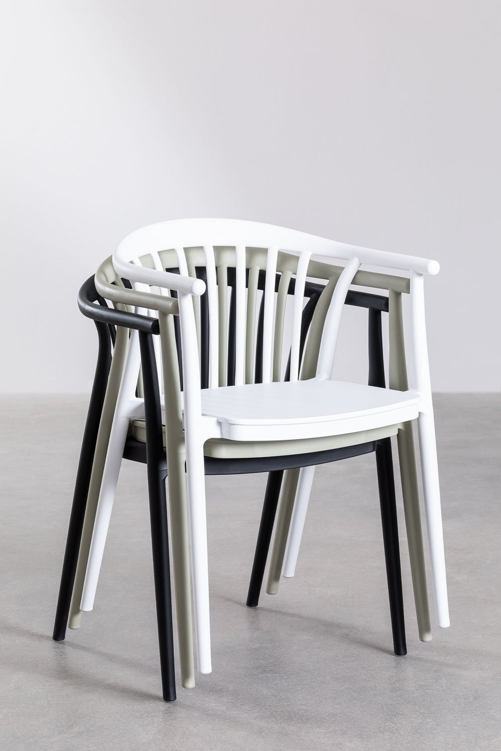 Set di 4 sedie da pranzo impilabili con braccioli in polipropilene Ivor, immagine della galleria 9