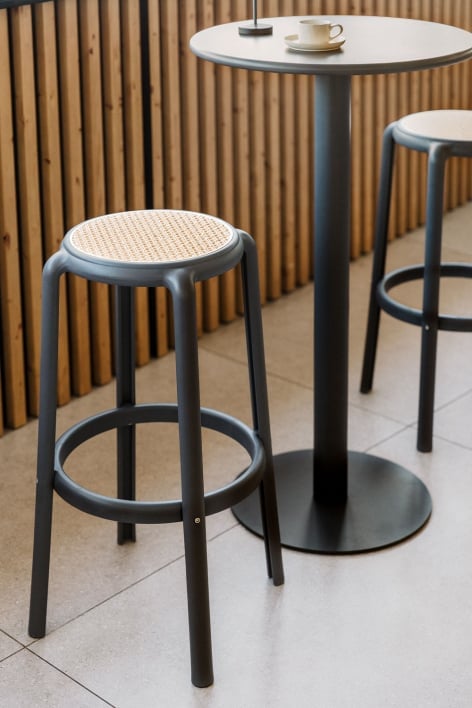 Sgabello alto 75 cm in polipropilene grigio chiaro Omara