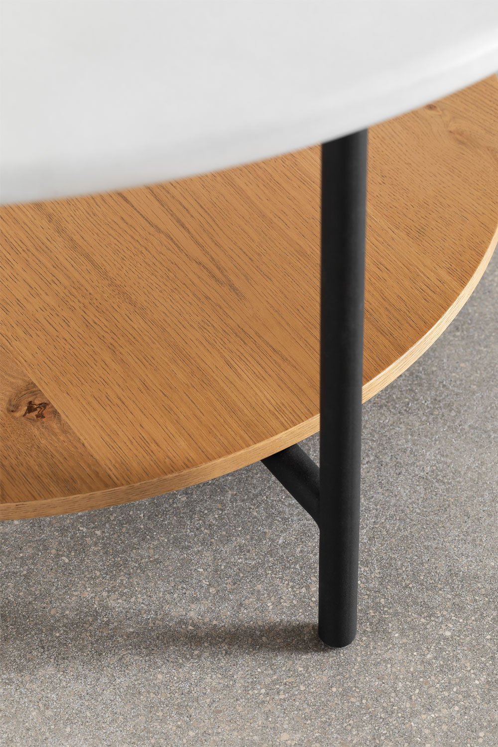 Tavolino rotondo in acciaio e legno (Ø80 cm) Paliseda, immagine della galleria 5