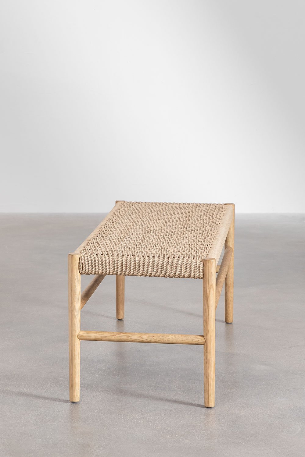 Panca in legno di rovere e corda intrecciata Mara, immagine della galleria 4