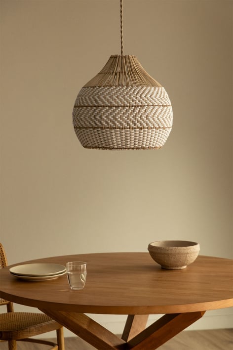 Lampadario in rattan intrecciato Llaury