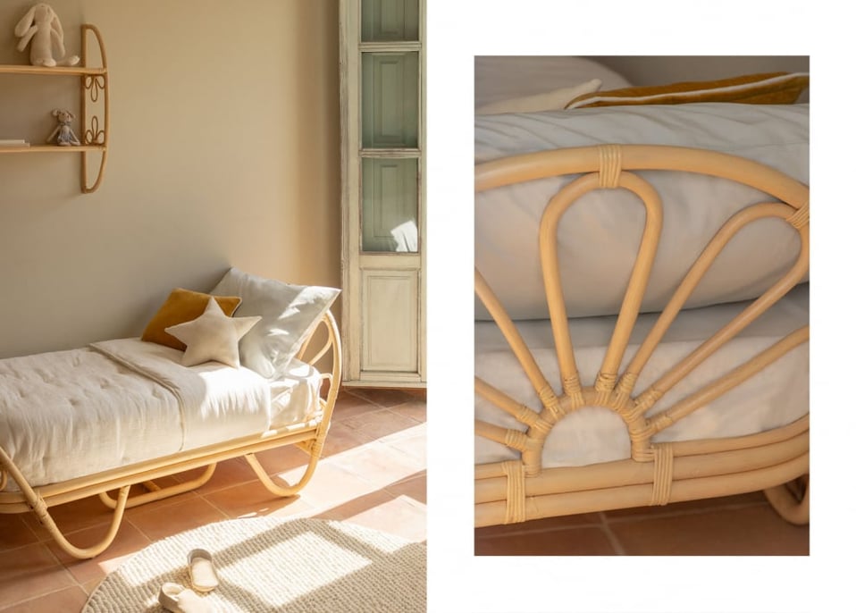Letto in rattan con materasso per bambini Dahlia