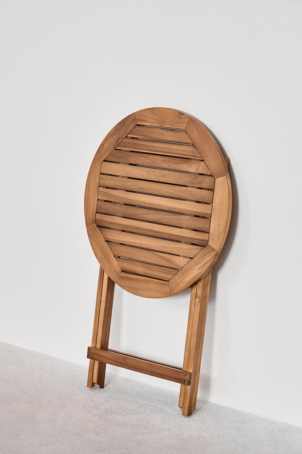 Set Giardino 3 Pezzi Legno Acacia - Tavolo Rotondo E 2 Sedie Pieghevoli