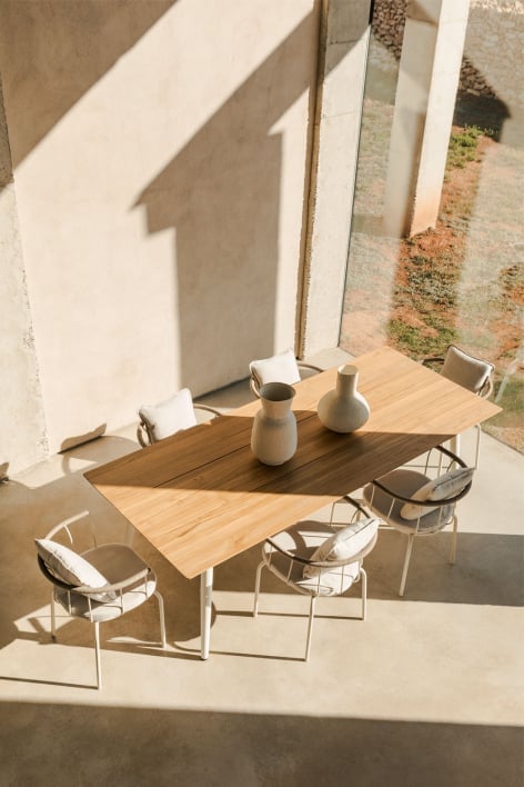 Tavolo da pranzo rettangolare in legno di teak e alluminio (240x100 cm) Lowel